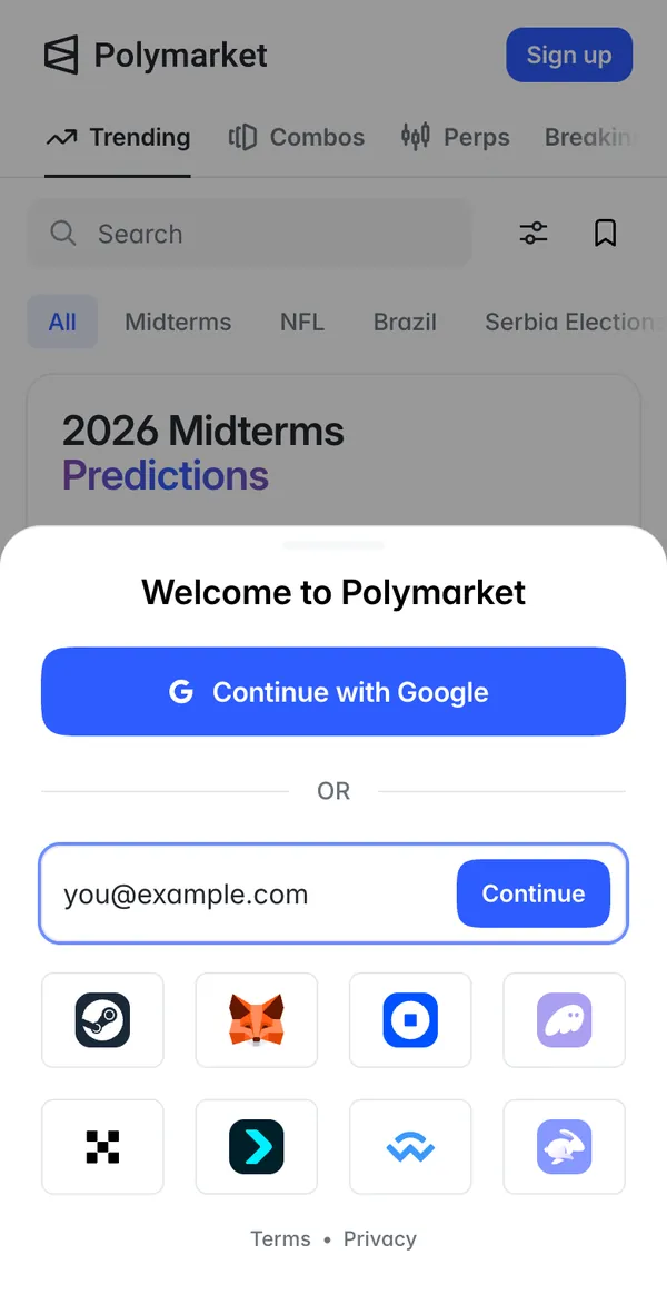 Enter your email and tap Continue